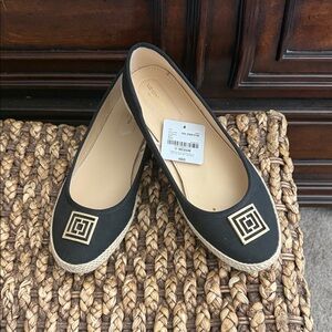 Liz Claiborne Black Flats with Gold Detail